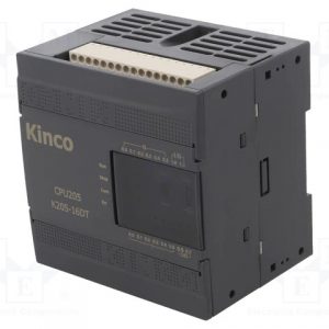 Kinco PLC ซีรีส์ K205 16 ช่อง I/O ใช้แหล่งจ่ายไฟกระแสตรง (DC 24V) และมีเอาต์พุตเป็นแบบทรานซิสเตอร์