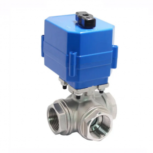 DN20 วาล์วควบคุมการไหลของน้ำไฟฟ้า 3/4 นิ้ว 3 ทาง L Port 12V DC CR2 สายไฟ 2 เส้น พร้อมระบบคืนอัตโนมัติ สแตนเลส