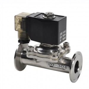 วาล์วโซลินอยด์ขนาด DN20 (3/4 นิ้ว) แบบ 2 ทาง AC110V  พร้อมแคลมป์  สำหรับงานสุขาภิบาล ทำจากสแตนเลส 304 เกรดอาหาร