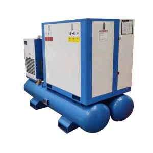 เครื่องอัดอากาศแบบสกรู กำลัง 15kW 20 บาร์ แบบครบวงจร  พร้อมถังลมขนาด 300 ลิตรและเครื่องทำลมแห้ง สำหรับเครื่องตัดไฟเบอร์เลเซอร์